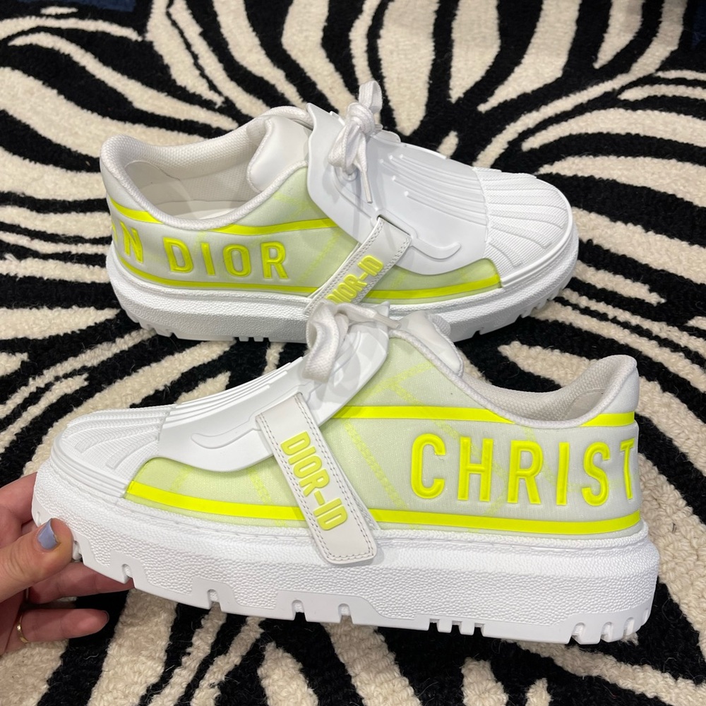 Christian Dior ID sneakers in neon yellow & white size 38